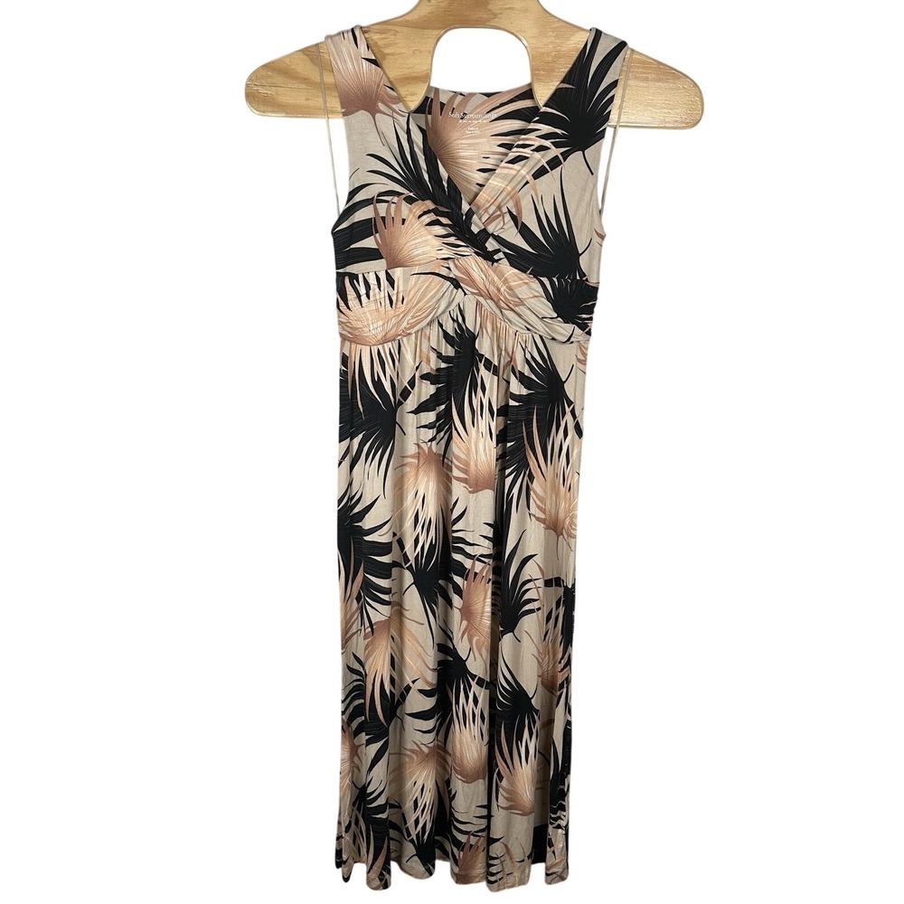 Soft Surroundings Palm Print Maxi Dress Medium Petite‎ MP Vacation Beach Cruise